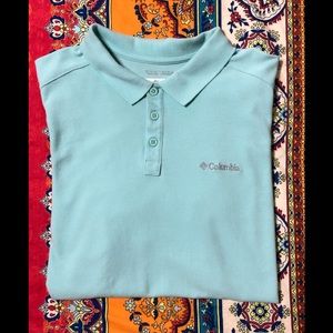 COLUMBIA OMNI- MEN’s POLO STYLE SHIRT.LIGHTWEIGHT,SKY BLUE,LOGO ON FRONT.☆EUC☆